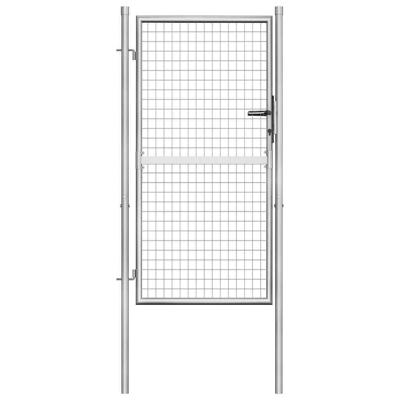 VidaXL Tuinpoort gegalvaniseerd staal 100x150 cm zilver