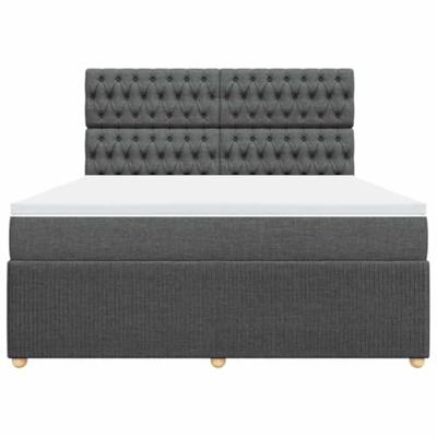 Boxspring met matras stof donkergrijs 180x200 cm