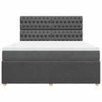 Boxspring met matras stof donkergrijs 180x200 cm - thumbnail
