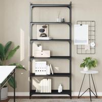 Boekenkast 6-laags 80x30x188 cm bewerkt hout zwart - thumbnail