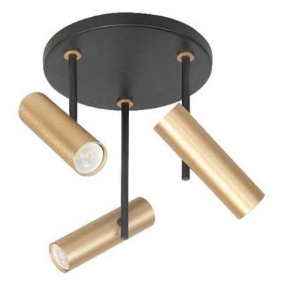 Highlight Zwarte spotTrend met messing 3-lichts rond - S7532.38