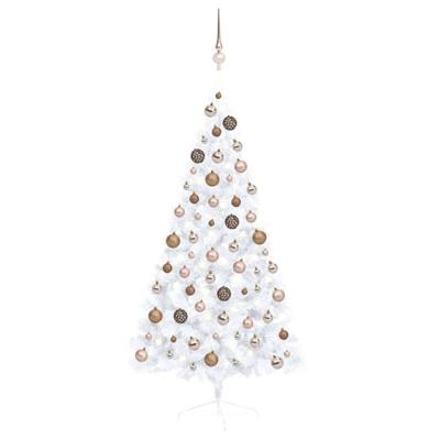 VidaXL Kunstkerstboom met verlichting en kerstballen half 150 cm wit