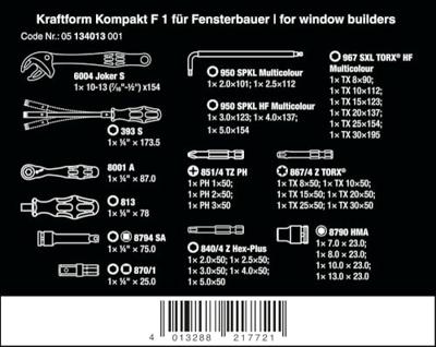 Wera Kraftform Kompakt F 1 | Schroefgereedschapset voor kozijnbouw | 36-delig - 05134013001 - thumbnail
