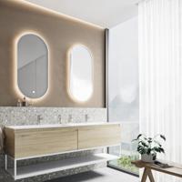 Badkamermeubelset BWS Anubis Frame 180cm 2 Laden Natuur Eiken Met Wastafel (Naar Keuze) - thumbnail