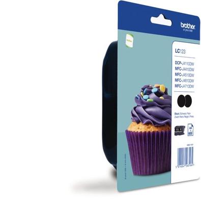 LC123BK - 2 - hoog rendement - zwart - origineel - blister met akoestisch elektromagnetisch alarm - inktcartridge LC123BK - 2 - hoog rendement - zwart - origineel - blister met akoestisch elektromagnetisch alarm - inktcartridge