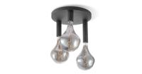 LED Plafondlamp Rond - Ø35cm - Metaal - 3 Hoogtes tot 23cm - Zwart - Modern Design - set met 3 E27 Lamphouder - Voor Woonkamer en Slaapkamer en Eetkamer - thumbnail