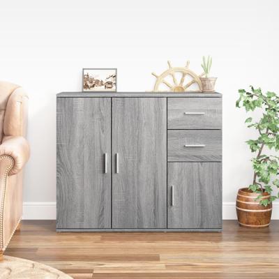 Dressoir 91x29,5x75 cm bewerkt hout grijs sonoma eikenkleurig