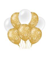 Ballonnen 60 Jaar Goud/Wit (8st) - thumbnail