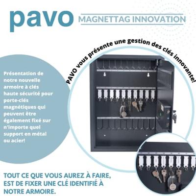 Pavo Magnettag sleutelkast, voor 50 sleutelhangers, donkergrijs Pavo Magnettag sleutelkast, voor 50 sleutelhangers, donkergrijs