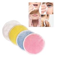 8 stuks drie laag wasbaar cyclus met behulp van bamboe wol make-up remover Puff willekeurige kleur levering - thumbnail
