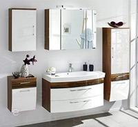 Badkamer kolomkast Ilse Walnoot Wit Curve - thumbnail
