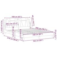 Bedframe met hoofdbord kunstleer zwart en wit 160x200 cm - thumbnail