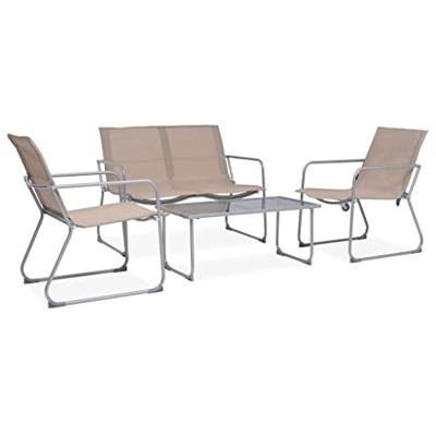 VidaXL 4-delige loungeset stof en staal taupe VidaXL 4-delige loungeset stof en staal taupe