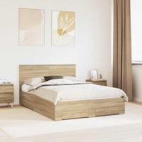 Bedframe met hoofdeinde Sonoma Eiken 135 x 190 cm Bewerkt hout - thumbnail