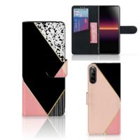 Sony Xperia L4 | Book Case | Zwart Roze Vormen - thumbnail