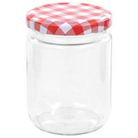 VidaXL Jampotten met wit met rode deksels 96 st 230 ml glas - thumbnail