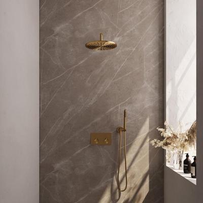 Gold Edition thermostatische inbouw regendouche SET 52 met 30 cm douchekop goud geborsteld