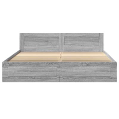 Bedframe met hoofdeinde bewerkt hout grijs sonoma 200x200 cm