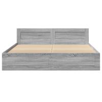 Bedframe met hoofdeinde bewerkt hout grijs sonoma 200x200 cm - thumbnail