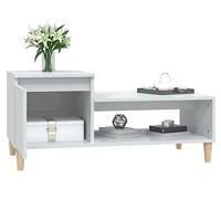 Salontafel 100x50x45 cm bewerkt hout hoogglans wit - thumbnail