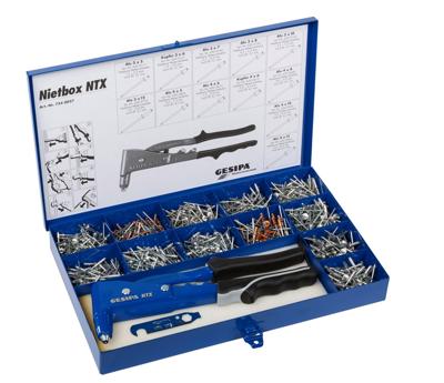 Gesipa Blindklinknagel-assortiment | 942-delig | NTX+klinknagels alu./staal, koper/staal | in kunststof koffer | 1 stuk - 1435457 - 1435457