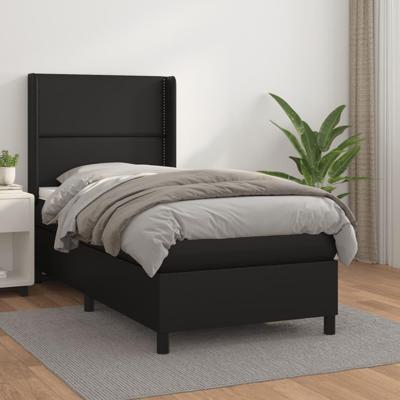 Boxspring met matras kunstleer zwart 90x190 cm