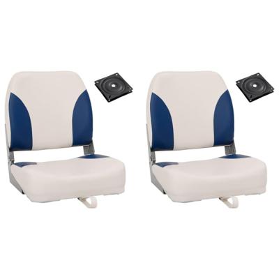 VidaXL Bootstoel 2 set met blauw-witte kussens inklapbaar VidaXL Bootstoel 2 set met blauw-witte kussens inklapbaar