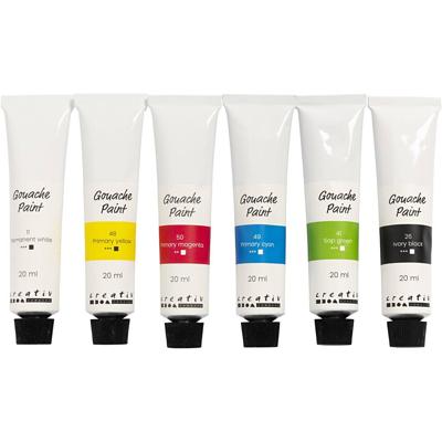 Creativ Company Gouacheverf, standaardkleuren, 6x20 ml/ 1 doos Creativ Company Gouacheverf, standaardkleuren, 6x20 ml/ 1 doos
