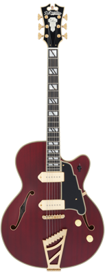 D&apos;Angelico Deluxe 59 Trans Wine semi-akoestische gitaar met koffer
