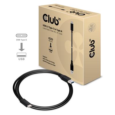 club3D CAC-1523 USB-kabel USB 3.2 Gen1 USB-C stekker, USB-A stekker 1.00 m Zwart