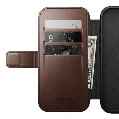 Nomad Modern Horween lederen folio iPhone 16 Pro - Rustic Brown Nomad Modern Horween lederen folio iPhone 16 Pro - Rustic Brown