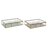 Doos-Juwelenkistje DKD Home Decor Kristal Metaal Groen Lichtgrijs (27 x 15 x 5,5 cm) (2 Stuks) - thumbnail