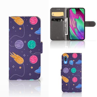 Samsung Galaxy A40 | Wallet Case | met Pasjes | Space Samsung Galaxy A40 | Wallet Case | met Pasjes | Space