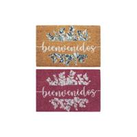 Deurmat DKD Home Decor Grijs Roze Bruin Rubber Wit 2 Stuks Kokosvezel (60 x 40 x 1,5 cm) - thumbnail