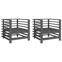 Tuinstoelen 2 st massief grenenhout grijs - thumbnail