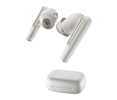 Poly Voyager Free 60 echte draadloze oordopjes - ruisonderdrukkende microfoons voor duidelijke gesprekken - actieve ruisonderdrukking (ANC) - draagbare oplaadcase - compatibel met iPhone, Android, pc/Mac, zoom, teams - wit