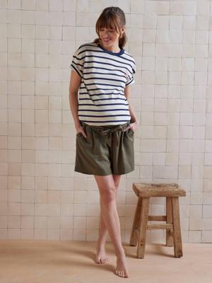 Zwangerschapsbroek met band van lyocell kaki Zwangerschapsbroek met band van lyocell kaki