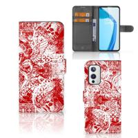 Telefoonhoesje met Naam OnePlus 9 Angel Skull Rood - thumbnail