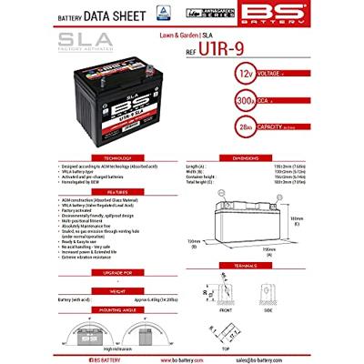 BS-BATTERY Batterij "u1-9r battery u1r-9 bs sla garden