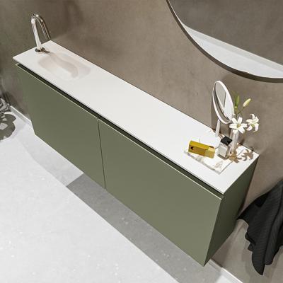MONDIAZ TURE 120cm toiletmeubel army. EDEN wastafel talc links 1 kraangat
