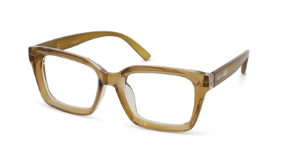 Leesbril Vista Bonita YUGO - Sterkte +0.50 - Kleur Desert Brown - Met blauwlichtfilter - Stevig rechthoekig model - Ideaal voor achter beeldscherm en mobiel - Met flexveren - Inclusief briletui en doekje