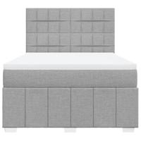 Boxspring met matras stof lichtgrijs 160x200 cm - thumbnail
