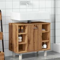 Badkamerkast 60x32x53,5 cm bewerkt hout artisanaal eikenkleur - thumbnail