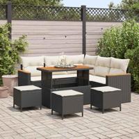 Tuinbankenset 9 pcs Zwart poly rattan - thumbnail