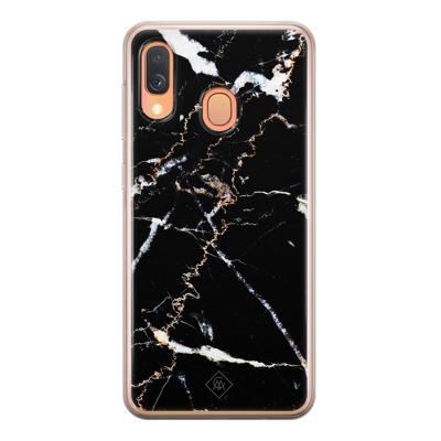 Samsung Galaxy A40 siliconen hoesje - Marmer zwart