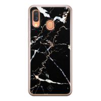 Samsung Galaxy A40 siliconen hoesje - Marmer zwart - thumbnail