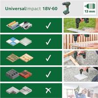 Bosch Home and Garden UniversalImpact 18V-60 06039D7100 Accu-schroefboormachine 18 V Li-ion Zonder accu, Zonder lader - thumbnail