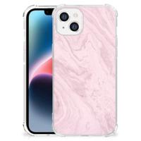 Apple iPhone 14 Plus Anti-Shock Hoesje Marble Pink - Origineel Cadeau Vriendin - thumbnail