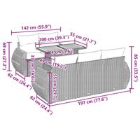 6-delige Loungeset met kussens poly rattan beige - thumbnail