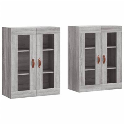 Hangkasten 2 st bewerkt hout grijs sonoma eikenkleurig